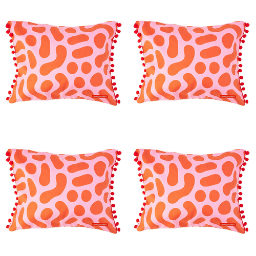 4PK Annabel Trends Inflatable Beach Pillow 36x28cm - Red Squiggles