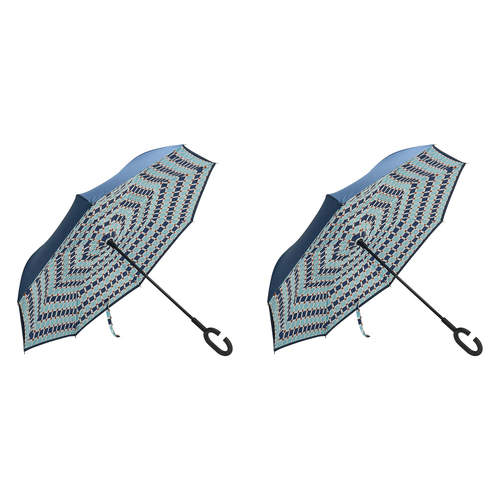2PK Annabel Trends Reverse Umbrella Inverted 81x10cm - Blue Check