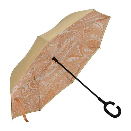 Annabel Trends Reverse Umbrella Auto Open Close 81cm Trailing Natives Tan