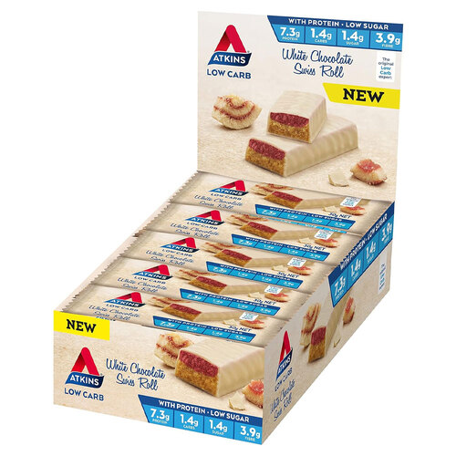 15pc Atkins 30g White Chocolate Swiss Roll Protein Bar