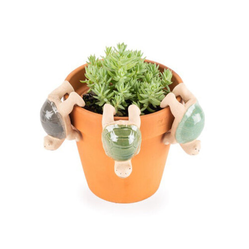 4x Ceramic 8.5cm Turtle Pot Sitter Planter Garden Decor - Assorted