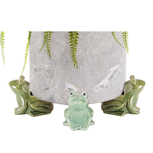 4x Ceramic 8cm Pot Planter w/ Frog Feet Garden Decor - Assorted