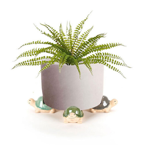 4x Ceramic 9cm Pot Planter w/ Turtle Feet Garden Decor - Assorted