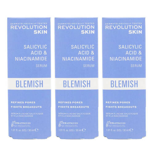 3PK Revolution Skin Serum Salicylic Acid & Niacinamide Blemish Face Care 30ml