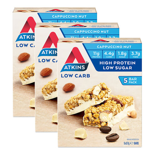 3x 5pc Atkins Low Carb 37g Day Break Bar - Cappuccino Nut