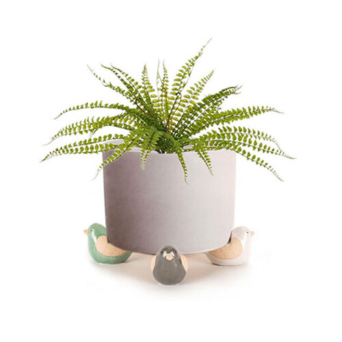 4x Ceramic 8cm Pot Planter w/ Bird Feet Garden Decor - Assorted