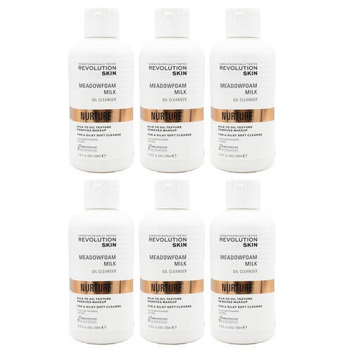 6PK Revolution Skin Oil Cleanser Meadowfoam Milk Nurture Makeup Remover 200ml