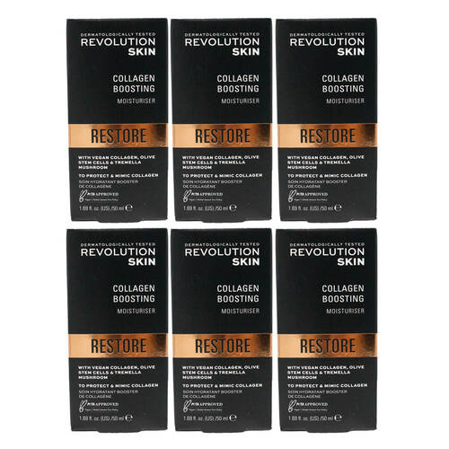 6PK Revolution Skin Collagen Boosting Moisturiser Restore Face Care 50ml