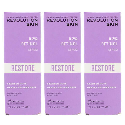 3PK Revolution Skin Anti-Aging Retinol 0.2% Refining Serum Face Care 30ml