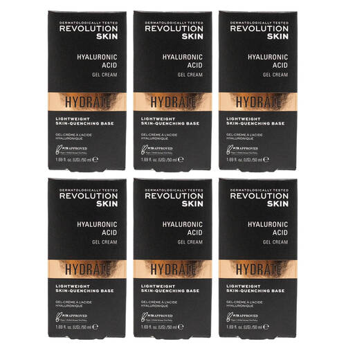 6PK Revolution Hyaluronic Acid Hydrating Gel Cream Skin Face Care 50ml