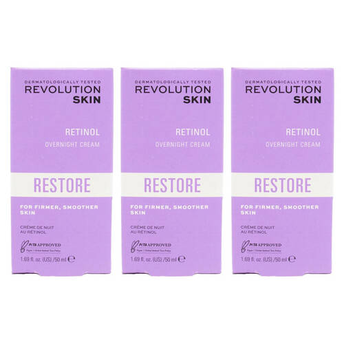 3PK Revolution 50ml Anti-Aging Retinol Overnight Cream Restore Face Skin Care