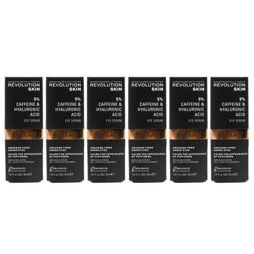 6PK Revolution Skin Eye Serum 5% Caffeine & Hyaluronic Acid Hydrate Care 30ml