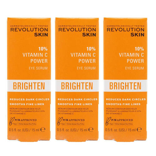 3PK Revolution Skin Eye Serum Vitamin C Power Brighten Face Care 15ml