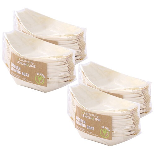 4 x 20pc Lemon & Lime Eco Wood 11x6.5cm Serving Boat