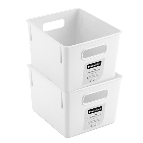 2PK Boxsweden Crystal Encore 21x19cm Container Medium White
