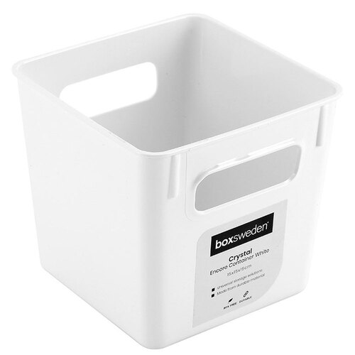 Boxsweden Crystal Encore 15cm Square Container White