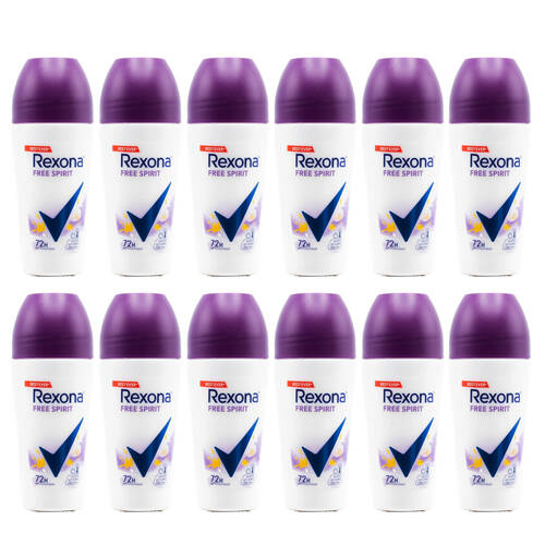 12PK Rexona Women Roll On Antiperspirant Deodorant Free Spirit 72H 45ml