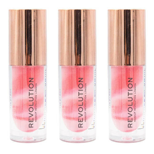 3PK Revolution Liquid Lip Gloss Shine 4.5ml Swirl Soft Pink Glossy Makeup