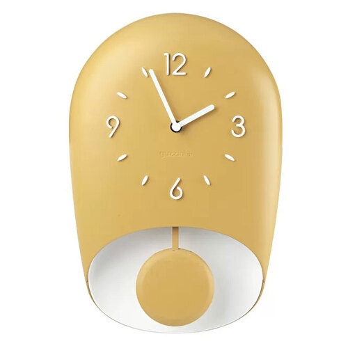 Guzzini 33x22cm Wall Clock w/ Pendulum Bell - Mustard Yellow