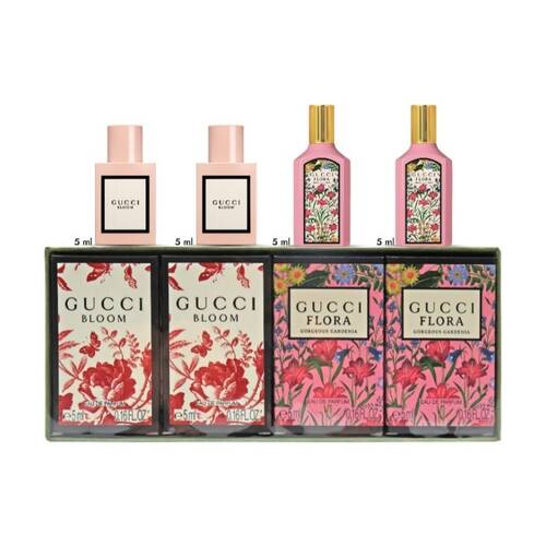 4pc Gucci EDP Women 2x 5ml Bloom 2x 5ml Flora Gorgeous Gardenia Gift Set