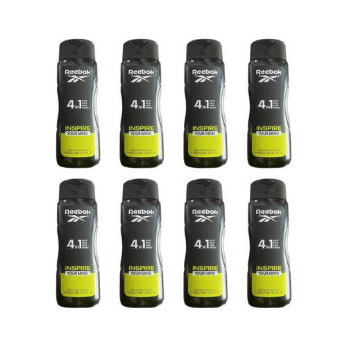 8PK Reebok 4in1 Shower Gel Inspire Your Mind Body Wash 400ml