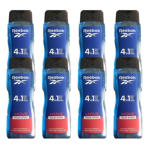 8PK Reebok Shower Gel Move Your Spirit 4-in-1 Hydrating Body Wash 400ml