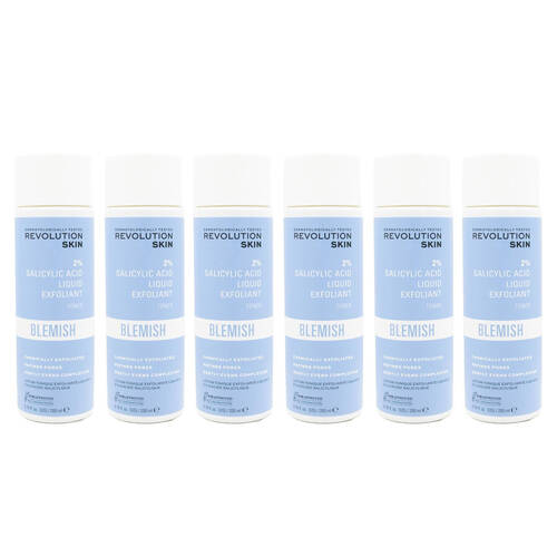 6PK Revolution 2% Salicylic Acid Liquid Exfoliant Toner Blemish Skin Care 200ml