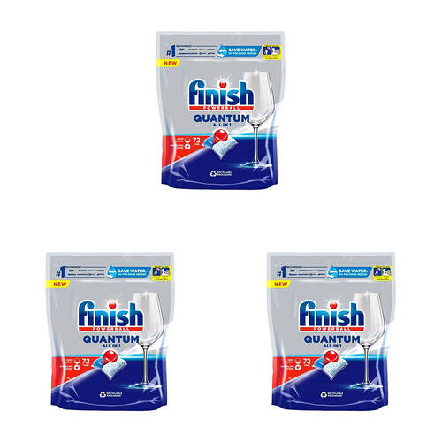 3x 72pc Finish Powerball Quantum All in 1 Regular Tablets