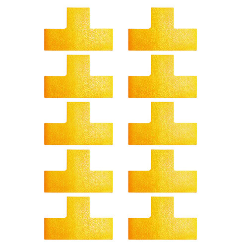 10PK Durable 15cm Floor Marking Shape T Symbol Sign - Yellow