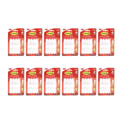 12x 4pc 3M Command No Nail Mini Hanging Wall Hook Organiser Holds 225g White
