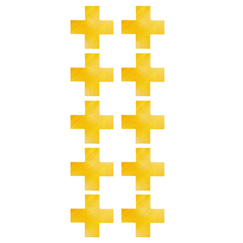 10PK Durable 15cm Marking Sign Shape Cross - Yellow