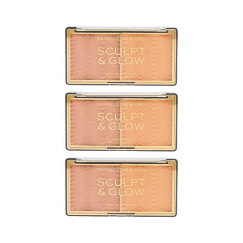 3PK Revolution Pro Sculpt & Glow Contour Palette Medium-Deep Beauty Makeup