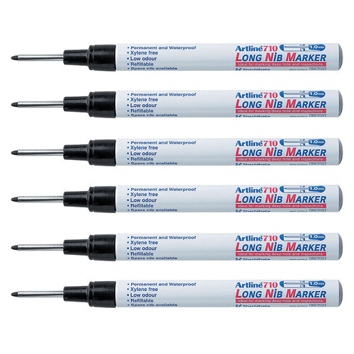 12PK Artline 710 Long Nib Permanent Marker 1mm Bullet Tip - Black