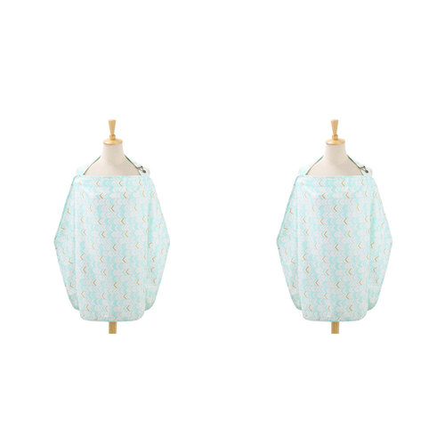 2PK The Peanutshell 92cm Cotton Nursing Cover Mint Chevron