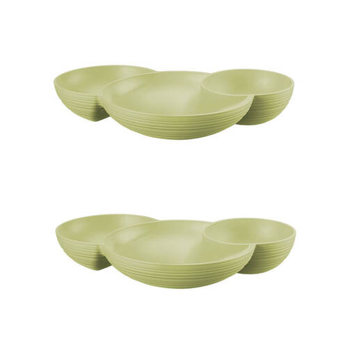 2PK Guzzini Earth Tierra Hors D'Oeuvres 3-Section Serving Bowl 29.5cm Green