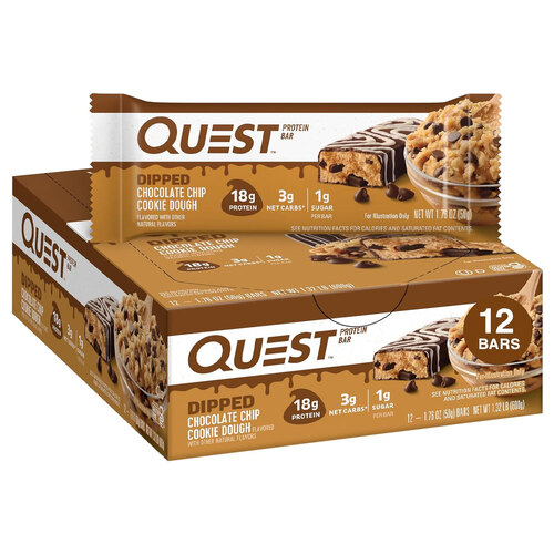 12pc Quest 50g Protein Bar Dipped Choc Chip Cookie Dough