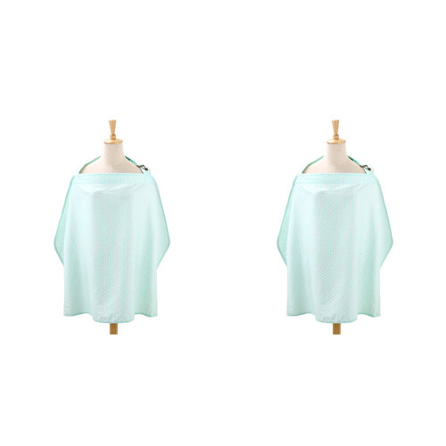 2PK The Peanutshell 92cm Cotton Nursing Cover Mint Dot