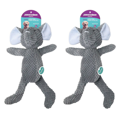 2PK Paws & Claws Plush Jungle Animal Pet/Dog Toy w/ Squeaker Assorted 35x22cm