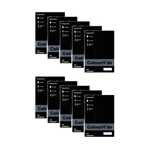 10PK Colourhide A4 Writing Notebook Spiral School Stationery 240 Pages Assorted