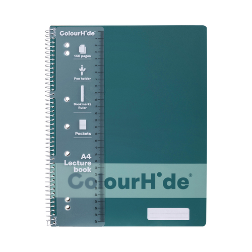 Colourhide Lecture Book w/ Ruler A4 140-Pages Teal Green