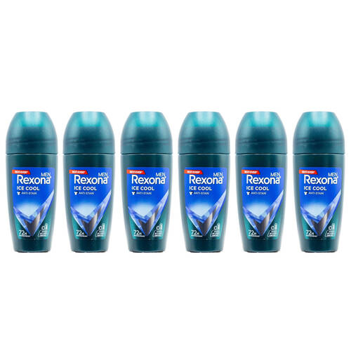 6PK Rexona Men Roll On Antiperspirant Deodorant Ice Cool 72H Protection 45ml