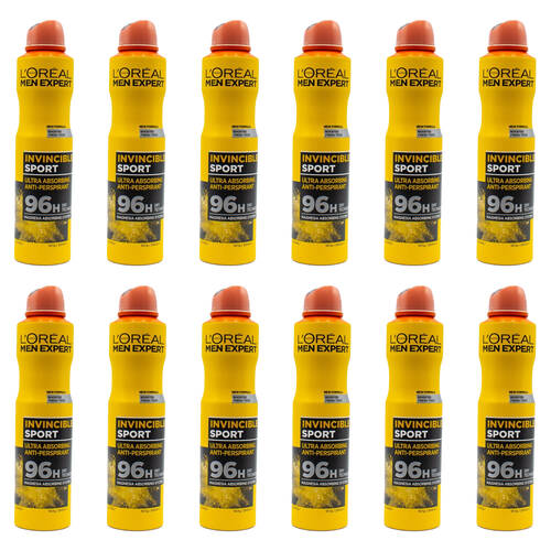12PK Loreal 157g/250ml Antiperspirant Deodorant Invincible Sport