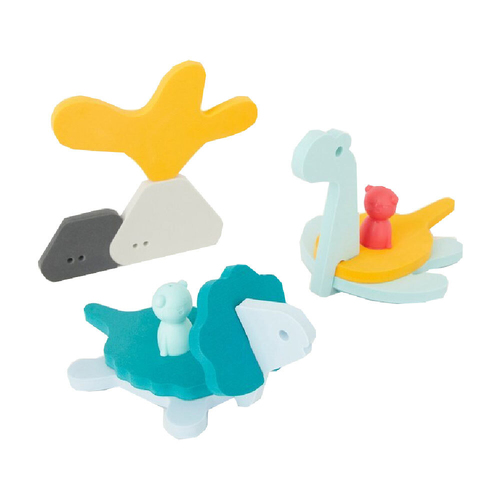 12pc Quut Puzzle Friends Dino World Dinosaurs DIY Bath Toys 10m+
