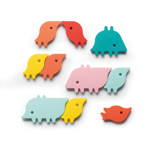 10pc Quut Bath Puzzle Animal Parade Soft Foam Bath Toys 10m+