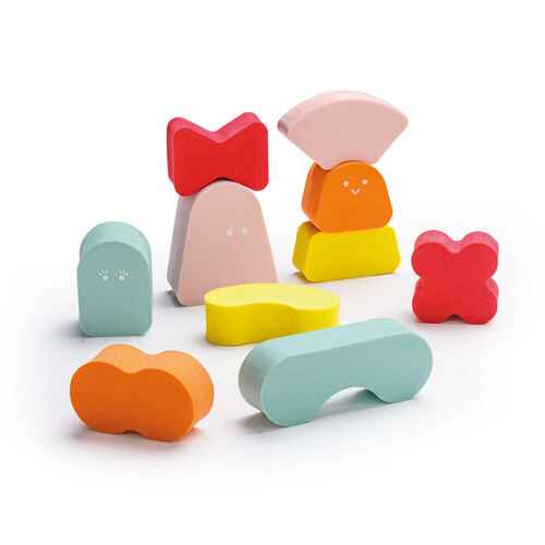 Quut Blokki Soft Foam Kids/Childrens Stacking Block Toy - Coral Pink 10m+