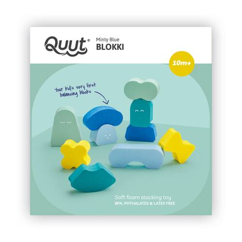 10pc Quut Blokki Minty Blue Foam Building Blocks Stacking Childrens Toy 10M+