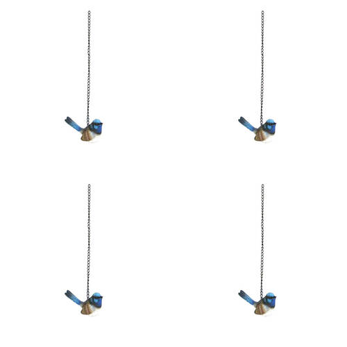 4PK A.FRESCO Fairy Wren Garden Hanging Ornament Decor 8x5cm - Blue