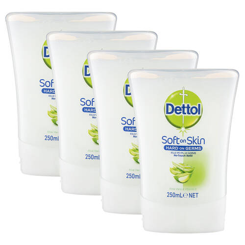 4PK Dettol No-Touch 250ml Automatic Hand Wash System Refill - Aloe Vera & Vitamin E