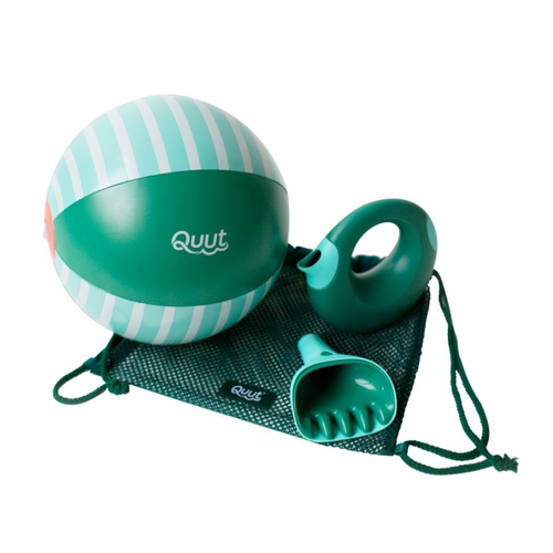 3pc Quut Garden Set Rake/Watering Can/Ball Green Kids Toy 1y+