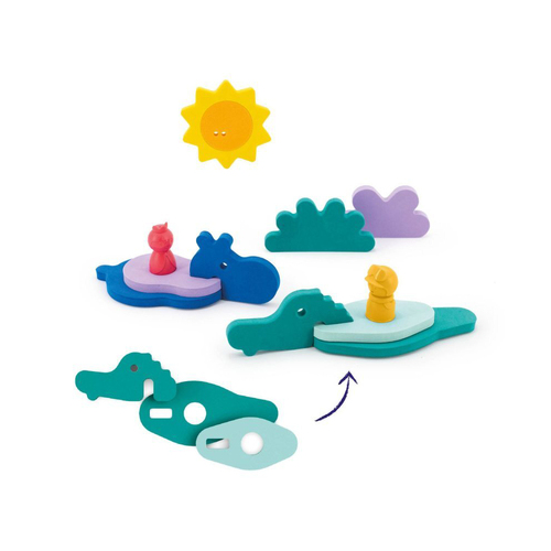 Quut Puzzle Friends Into The Jungle Croco/Hipo Bath Toys 10m+